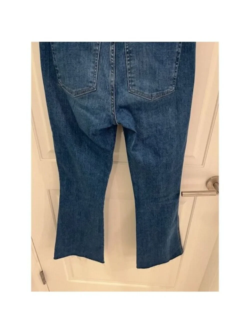 NWOT Veronica Beard‎ Carson Ankle Flare High Rise Raw Hem Blue Jeans Size 28